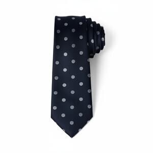 Navy Blue Polka Dot Acetate Rayon Necktie Classic Menswear Tie